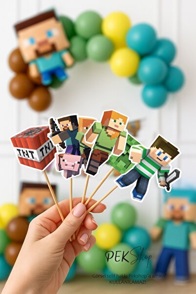 PEKSHOP Minecraft Kürdan Süsleri Lüks Büyük Boy 10lu Paket