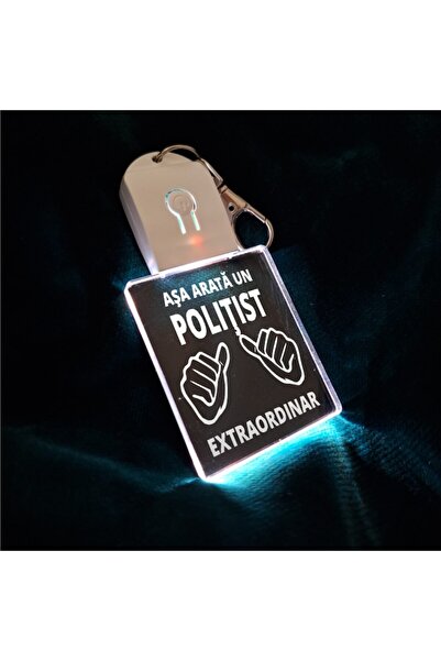 T&M Personalizare Acrylic LED Keyring - This is what an extraordinary policeman looks like - with battery, multicolor