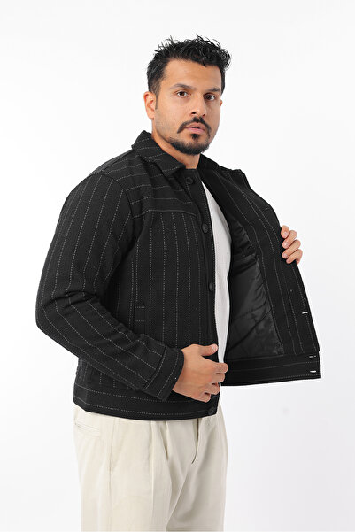 Rodrigo Ανδρικό εποχιακό μπουφάν Bomber με επένδυση με κουμπιά και ριγέ παλτό
