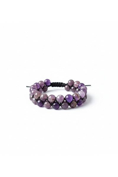 Efulim Hediyelik Natural Amethyst Macrame Adjustable Bracelet, 8 Mm, Aaa Quality