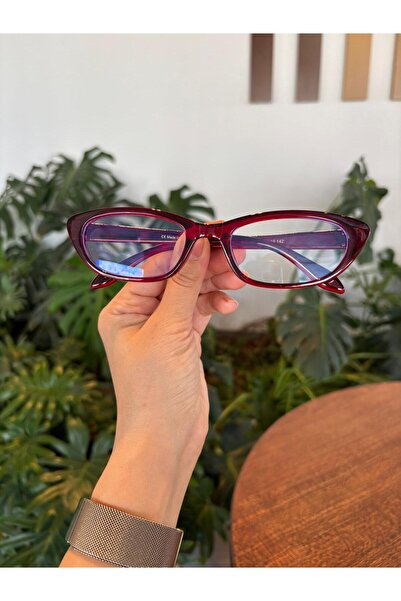 funeyes Aventino Burgundy Cat Eye Small Slanted Tiny Retro Blue Light Protecting Glasses Screen Reading Glasses
