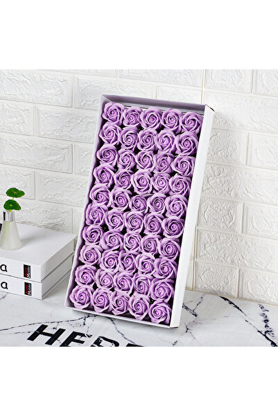 velve Cutie cu 50 randafiri din sapun, lila