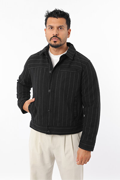 Rodrigo Ανδρικό εποχιακό μπουφάν Bomber με επένδυση με κουμπιά και ριγέ παλτό