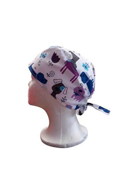 MariaCouture Casca medicală - Imprimeu cu câini, Tercot, Alb cu imprimeu de câini, Mărime universală