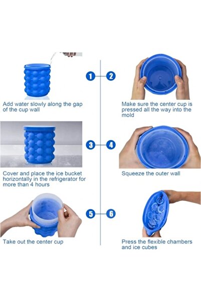 OEM Φόρμα για παγάκια, μεγάλο δοχείο σιλικόνης 2 σε 1, φορητό, σκούρο μπλε