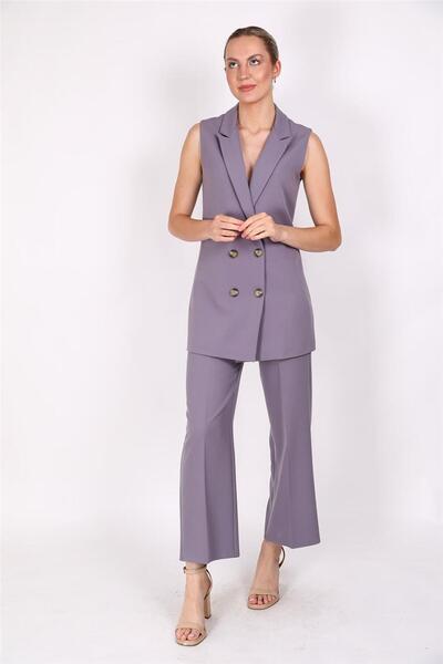 ÖNDER ÖZSOY Midi Boy Klasik Yelek & Bol Paça Pantolon-Antrasit