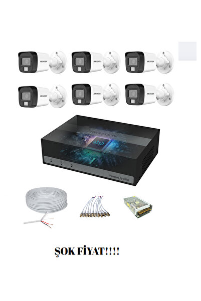 ORFE HİKVİSİON 6'LI GECE RENKLİ GÖRÜŞLÜ (16D0T Kamera) 2MP AHD SET
