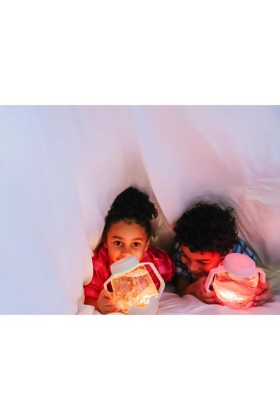 Glo Pals light up with water sensory toy play jar, baby & kids water play (Pink)