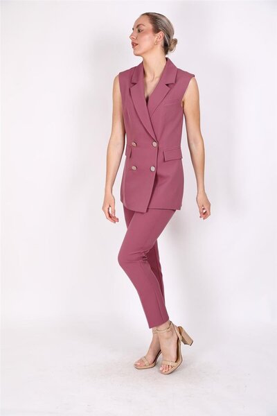ÖNDER ÖZSOY Blazer Yelek & Boru Paça Pantolon-Rose
