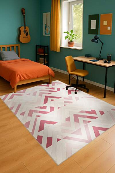 Rugs Modern Halı MOSSO Ροζ Θεματικό Αφηρημένο Γεωμετρικό Σχέδιο Υφαντό Χαλί Μ...