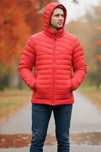 embody Men's Fas jacket with detachable hood, red zip pockets S802