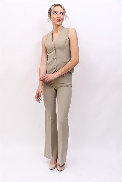 ÖNDER ÖZSOY Klasik Yelek & İspanyol Paça Pantolon Takım-Bambu