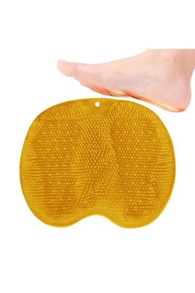 OEM Silicone non-slip foot-washing massage shower mat, yellow, 25x30 cm
