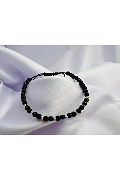 OEM Brățară cu bilute din aur 14k și onix fațetat - Reglabila