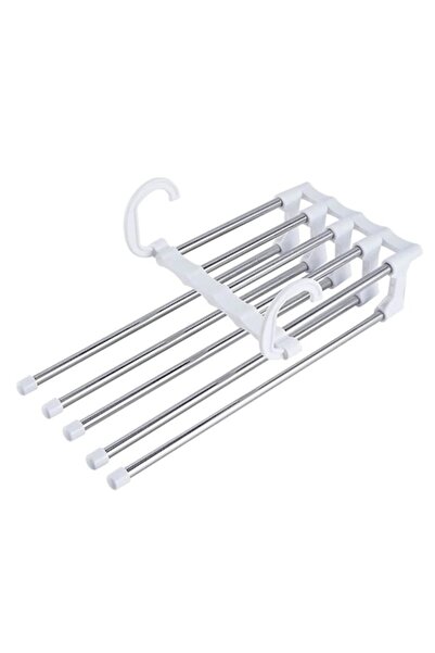 NEO Cuier pliabil Neo™ Compact Organizer® pentru pantaloni cu tije din oțel inoxidabil, 48 x 15 cm, alb Hoo