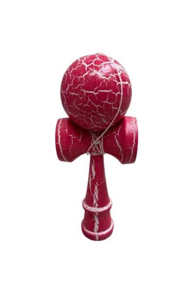 Kendama japoneza, din lemn, profesionala 4K, visiniu-alb, 20cm