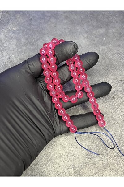 Mos Tespih Mărgele de sticlă roz, piatră naturală (un set are 50 de mărgele)