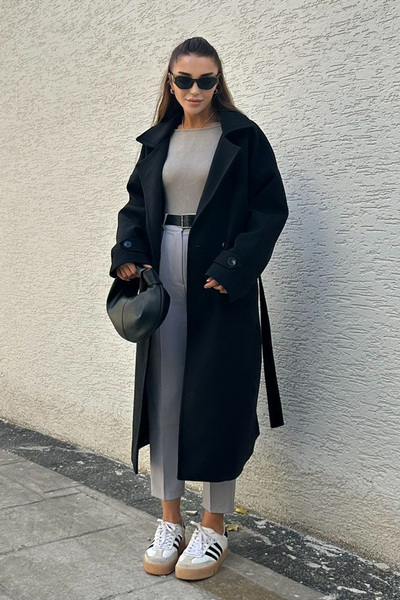 Modamesta Özel Üretim Premium Serisi Monaco Siyah Uzun Kaban