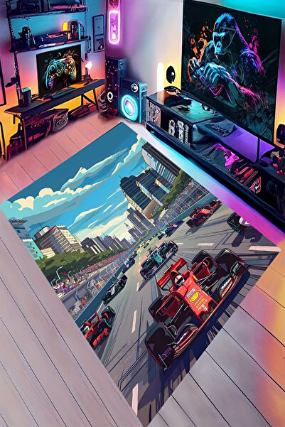 Reyhani F1 ARABA Desenli Kaymaz Taban Makinede Yıkanabilir Gaming Oyuncu Game...