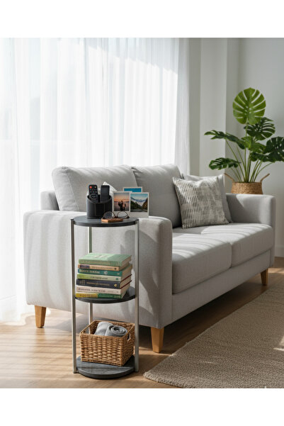 AKKAYAHOME Dekoratif 3 katlı Raflık, Çiçeklik, Köşe Rafi, Sehpa Çok Amaçlı Ra...