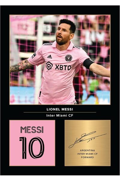 Emoda home Trove لوحة فنية جدارية - صورة ليونيل ميسي مطبوعة A4، 20×30 سم، بدون إطار، تذكارات ميامي والأرجنتين