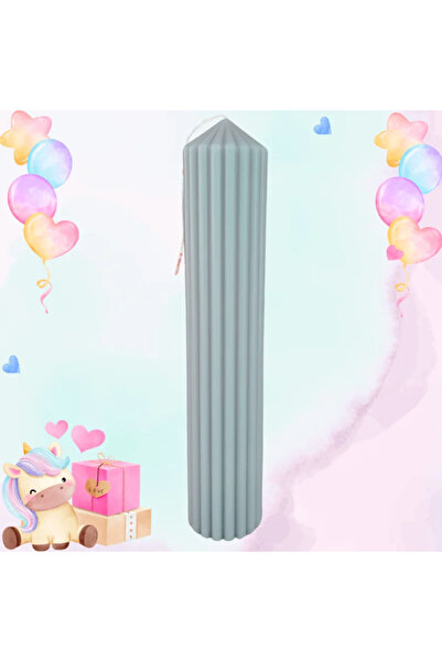 SERVUS COLLECTION Grooved Baptism Candle - Gray 6 cm 40 cm Gray