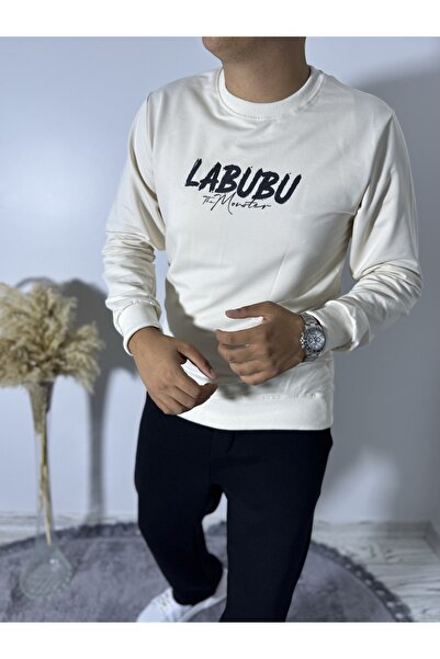 LABUBU SIRT BASKI BİSİKLET YAKA SWEATSHİRT