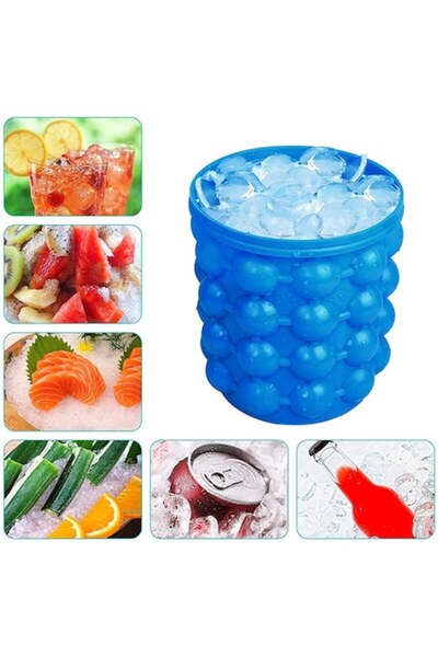 BGHYHYHI Formă pentru cuburi de gheață, BGHYHYHI, 2 în 1, portabilă, albastru închis