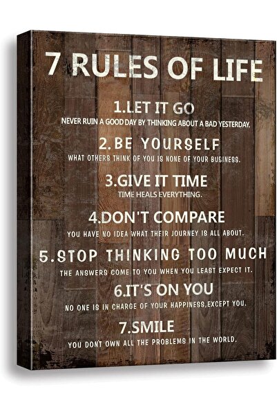 Emoda home Trove لوحة جدارية بعنوان "قواعد الحياة السبع" - مطبوعة قماشية مؤطرة بمقاس 30×40 سم، مناسبة للمنزل والمكتب
