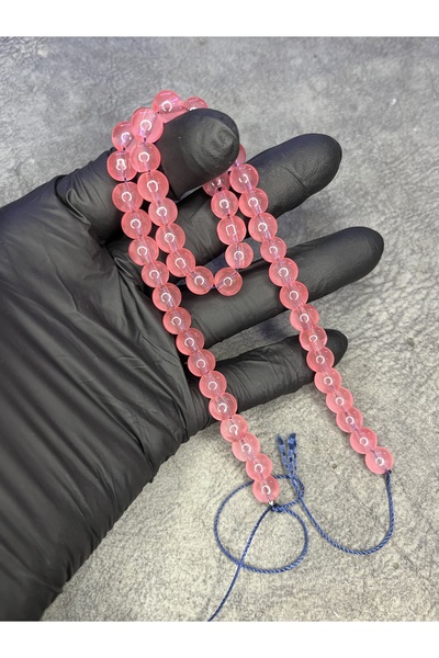 Mos Tespih سلسلة من الخرز الزجاجي الوردي من الأحجار الطبيعية (مجموعة تحتوي عل...