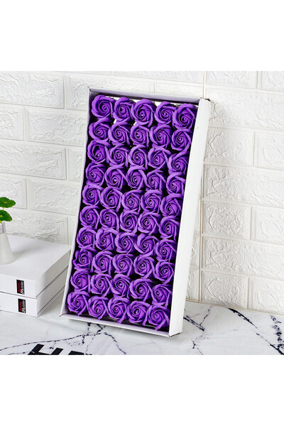 velve Cutie cu 50 randafiri din sapun, Mov