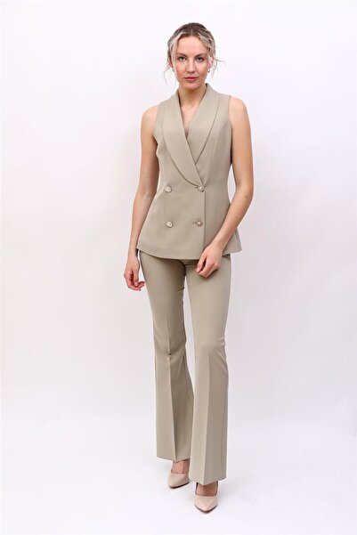 ÖNDER ÖZSOY Abiye Yelek & İspanyol Paça Pantolon Takım-Bambu