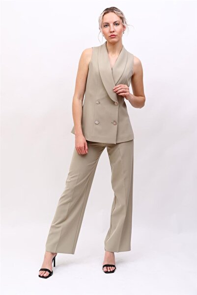 ÖNDER ÖZSOY Evening Dress Vest & Wide Leg Pants Set - Bamboo - 1520520