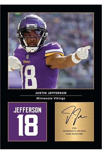 Emoda home Trove لوحة فنية جدارية - صورة فوتوغرافية موقعة من جاستن جيفرسون، مقاس A4، 20×30 سم، بدون إطار، تذكارات من فريق مينيسوتا فايكنج