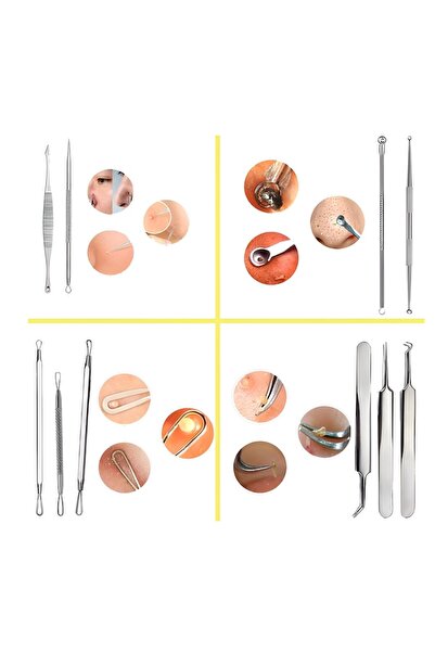 NEO Set 10 Pensete pentru Extractie Puncte Negre Neo™, Comedoane, Acnee, Antiderapant si Rezistent la