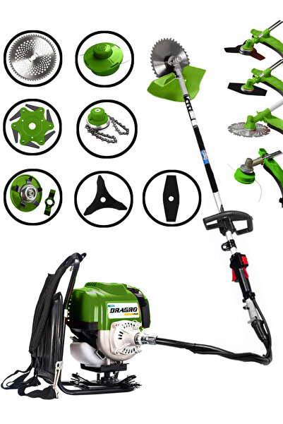 Dragro 4x4 7 Başlıklı Bahçe Seti 2 Zamanlı Sırt Tipi Benzinli Motorlu Tırpan ...