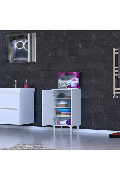 Modilayn Efil Dolap Dar Alanlar İçin Çok Amaçlı Dolap 1 Kapaklı 4 Göz Raf Dolap 35x75x32,5 cm
