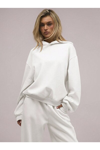 Kaptins Unisex Kapüşonlu Siyah Sweatshirt Kadin ve Erkek Rahat Kesim