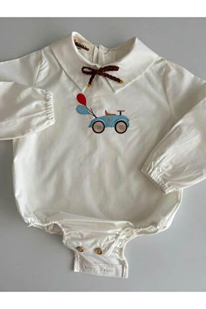 il mio bambino Handmade 100% Cotton Baby Boy Balloon Vosvos Embroidered Shirt...