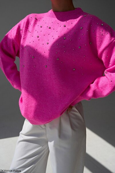 By Armin KADIN TAŞ DETAYLI PELUŞ STANDART KAZAK