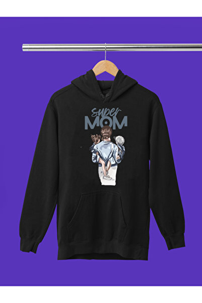 MAGORS سترة رياضية قطنية مطبوعة بأكمام طويلة وقلنسوة بثلاثة خيوط من سوبر مام