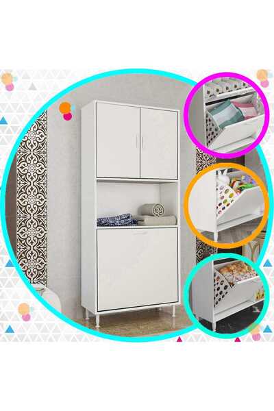 Modilayn MİLANO 75 X 160 cm 2 li Çamaşır Bölmeli Banyo Dolabı