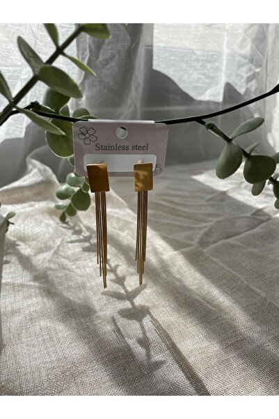 stainless steell Dikdörtgen Sallantılı Çelik Küpe