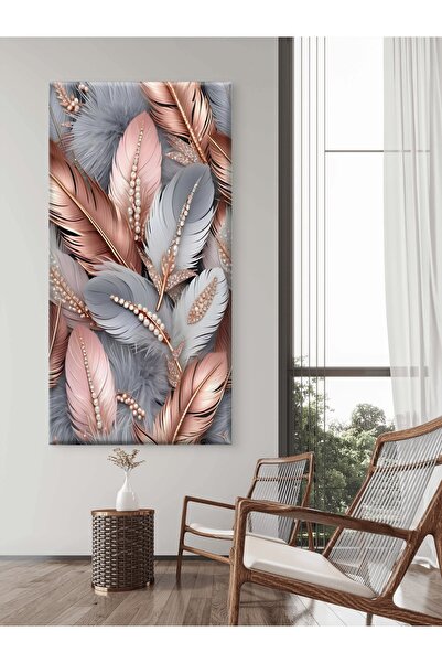 ESLEM RENKLİ TÜY - İNCİ - BASKI KANVAS TABLO
