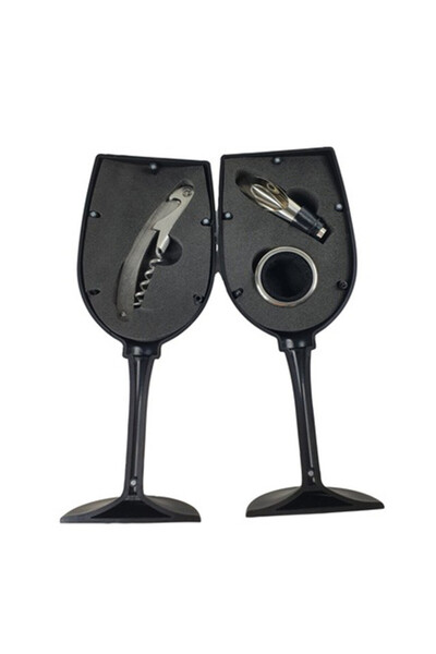 velve Caseta eleganta pentru vin, in forma de pahar cu 3 accesorii, 23.5 cm, ...