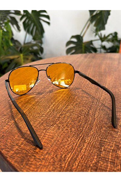 funeyes Antifar Polarized Yellow Glass Black Drop Model Sunglasses Unisex Women Men Glasses