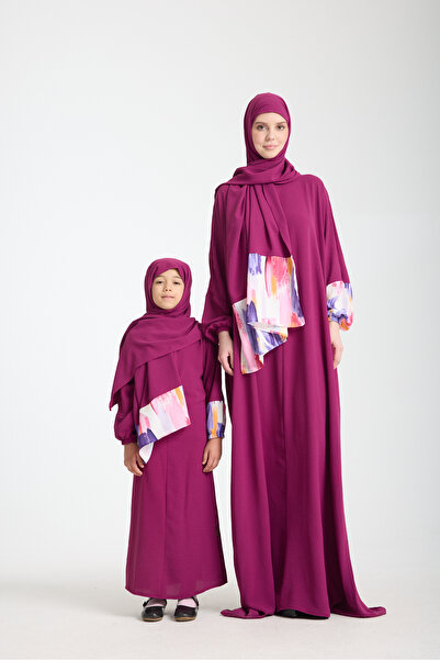 MAS MODA Sevgili Ailem Mevlana Ferace Şal ile Tesettür Elbise Anne Kız Kombin...