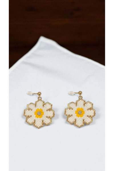 SEARD Miyuki Beads Handmade Daisy Earrings 1 Dangle