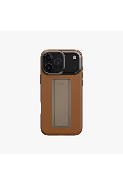 UNIQ Better By Design İphone 17 Pro Max Kılıf Heldro Vegan Deri Kapak Kamera Standlı Kapak FlexGrip™ Kolay Tutma Bandı