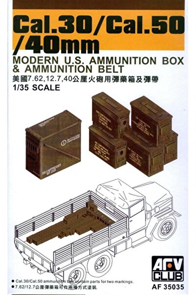 AFV Club AF35035 1/35 Ölçek, Cal.30/Cal.50/40mm Ammo Box Mühimmat Sandığı, Pl...
